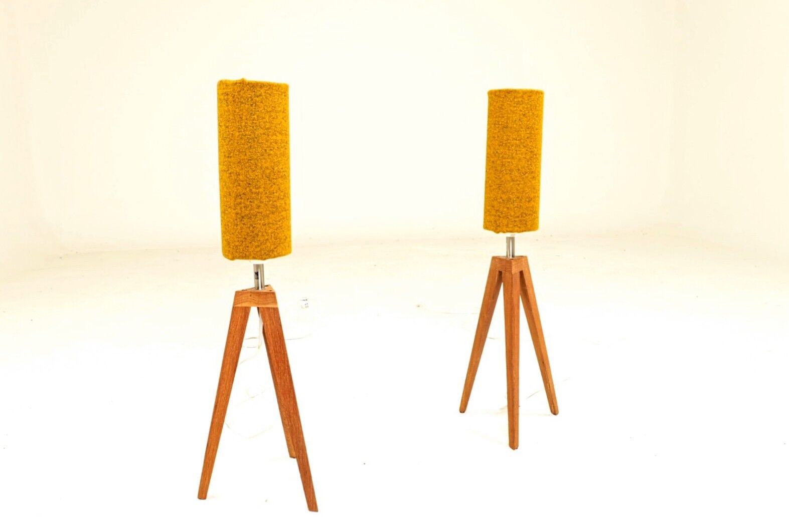 Pair of modern design teak wood lamps 1960
