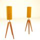 Pair of modern design teak wood lamps 1960