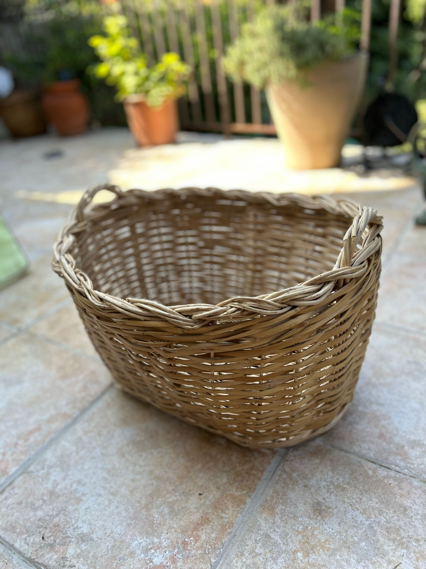 Panier malle rangement vintage osier tressé