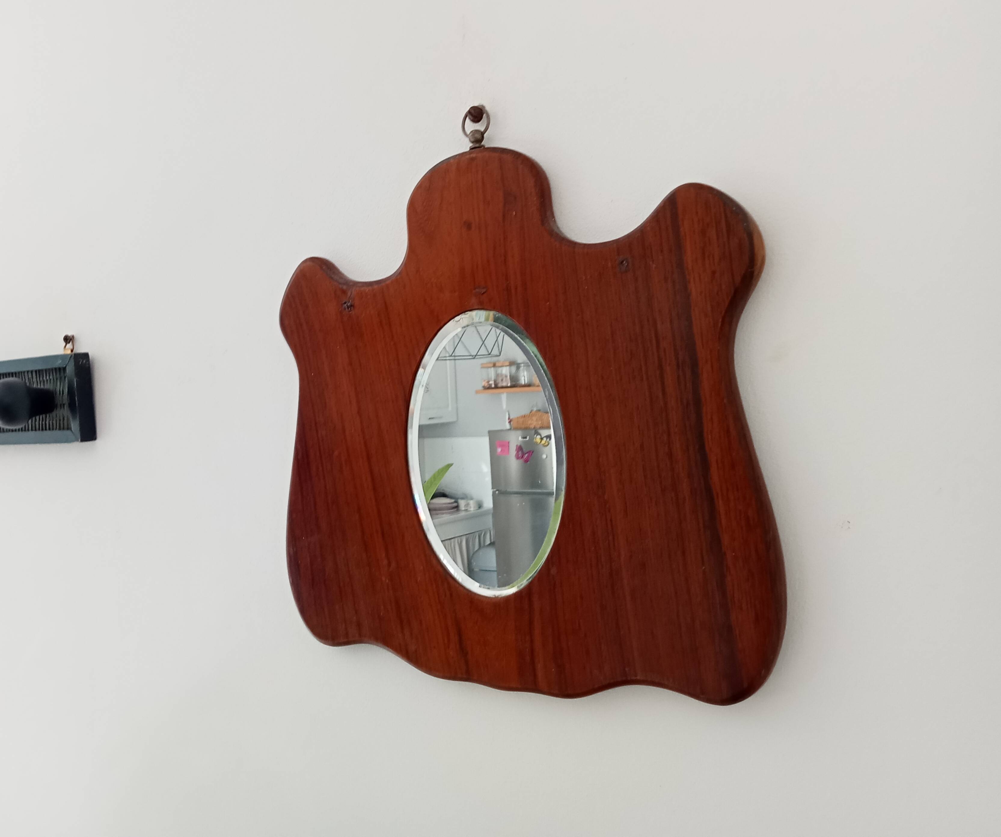 Small vintage free-form beveled mirror from the 60s