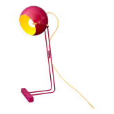 Vintage playful purple and pink desk lamp with a ball shade.