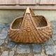 Large woven wicker log basket with handle – Rustic decor / Antique shop
