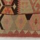 Turkish Vintage Kilim Rug: Shades Of Red Brown Handmade Wool Rug 160x417Cm