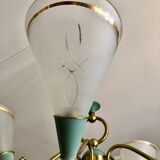 Lustre cônes vert et or 1950