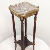 Auxiliary table made of wood, marble and brass, France 1950