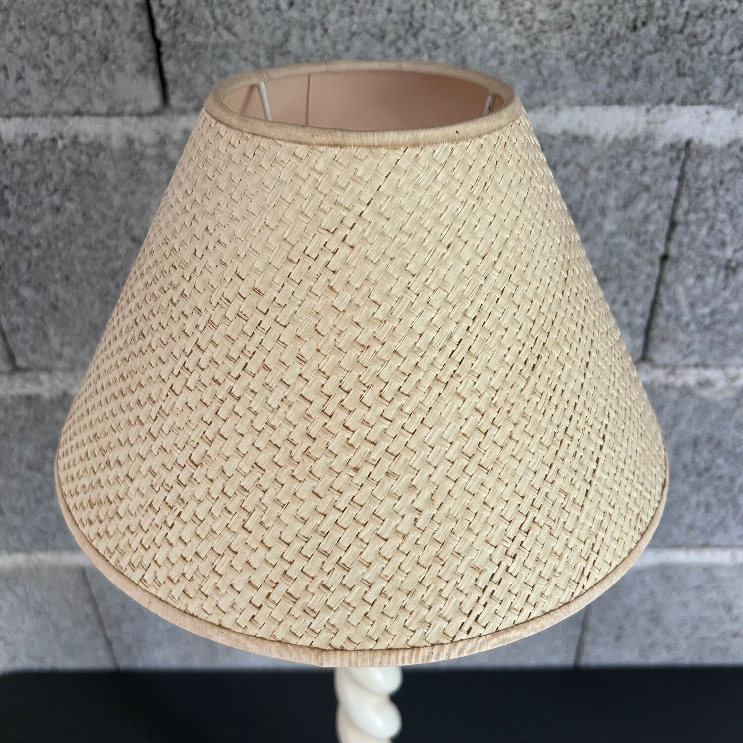 White turned wood lamp