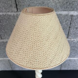 White turned wood lamp