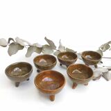 Set of 6 terracotta tripod bowls anthropomorphic shape