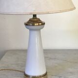Opaline and brass table lamp
