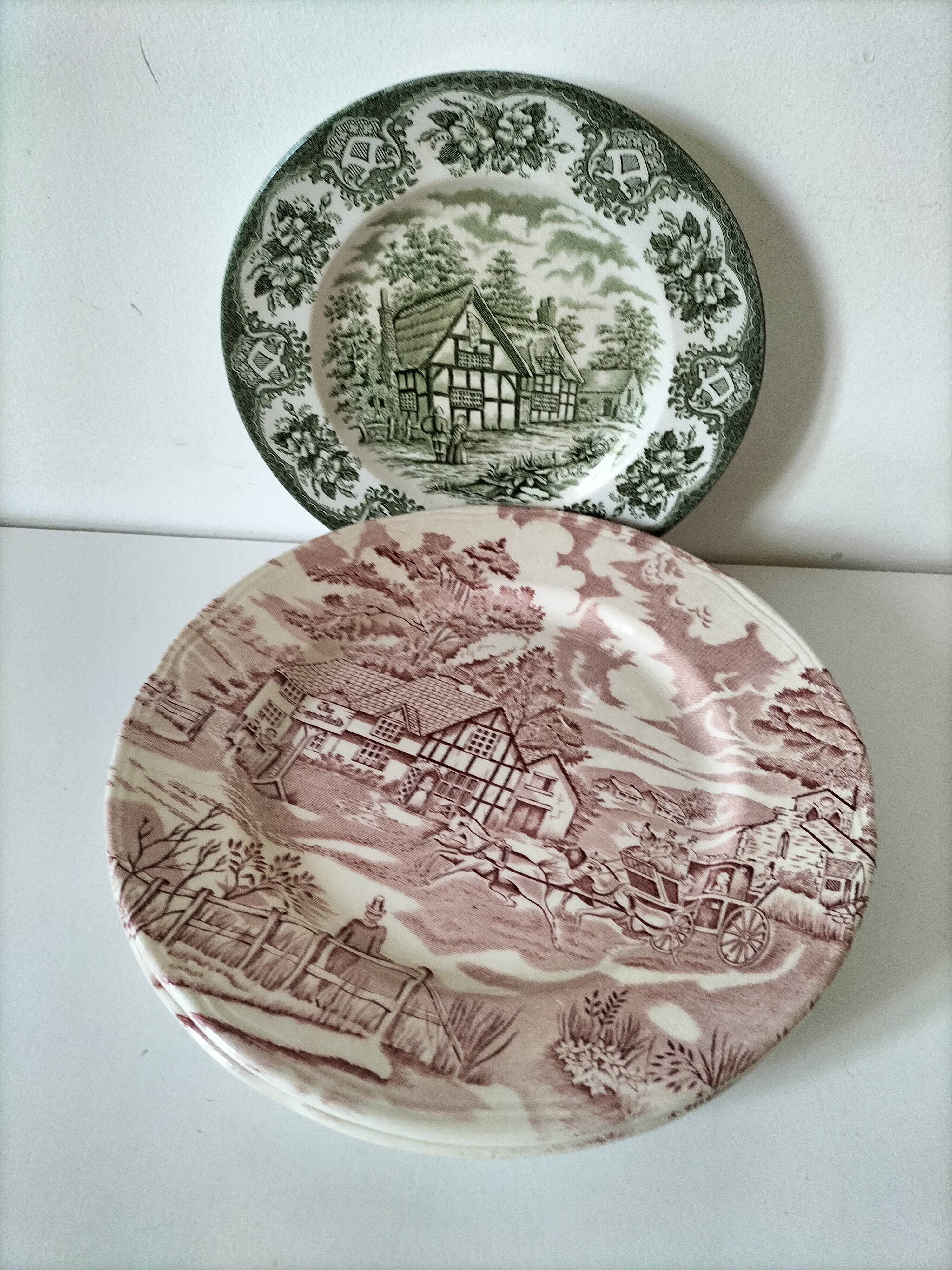 4 Lunéville & Ironstone plates – English Style decor