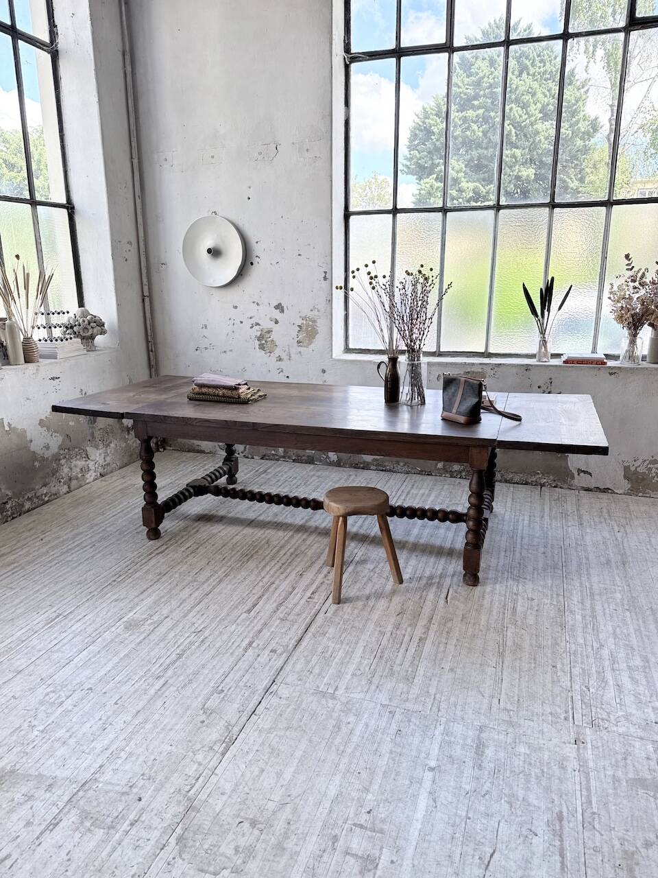 Solid oak table 1900 drapery style XL 280cm with extensions