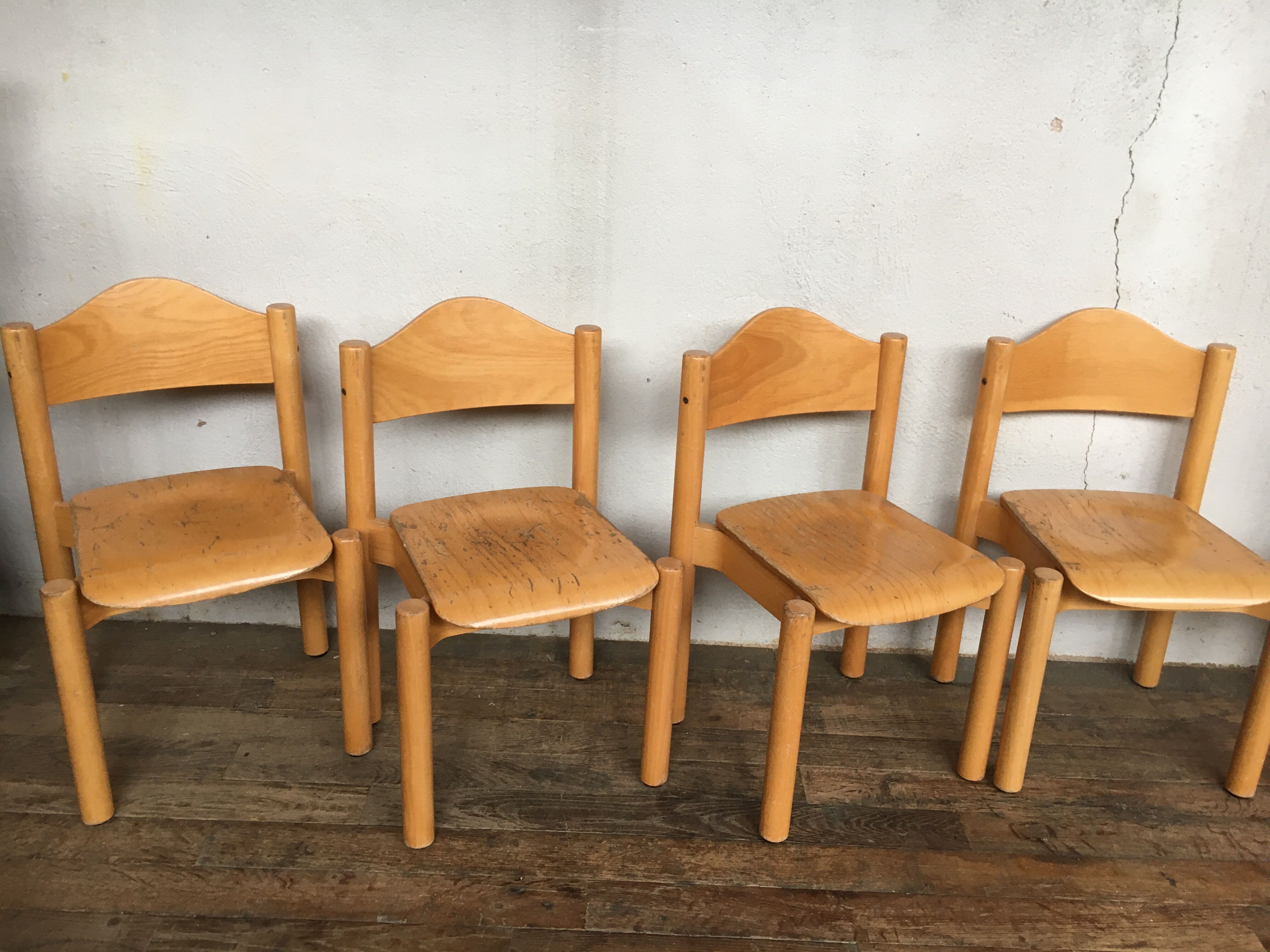 8 retro 60s vintage children's chairs wooden furniture