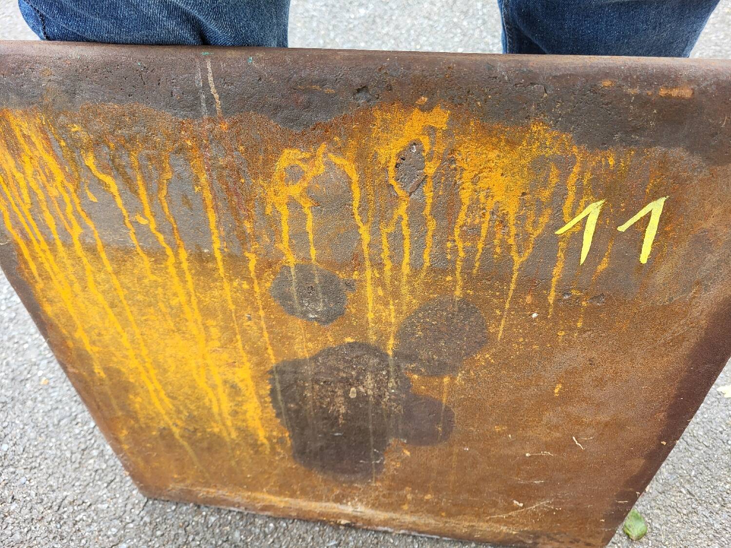 19th century cast iron fireback: bishop blessing the blacksmith's tools