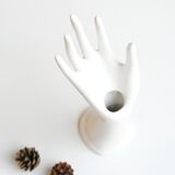 Hand ring white porcelain vase 70s