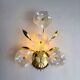 Pair of hibiscus floral sconces, frosted Murano glass, Italy, 1970s