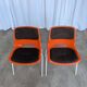 Vintage Overman Meblo Chairs: Orange & Brown Fabric, Stackable - Set of 2
