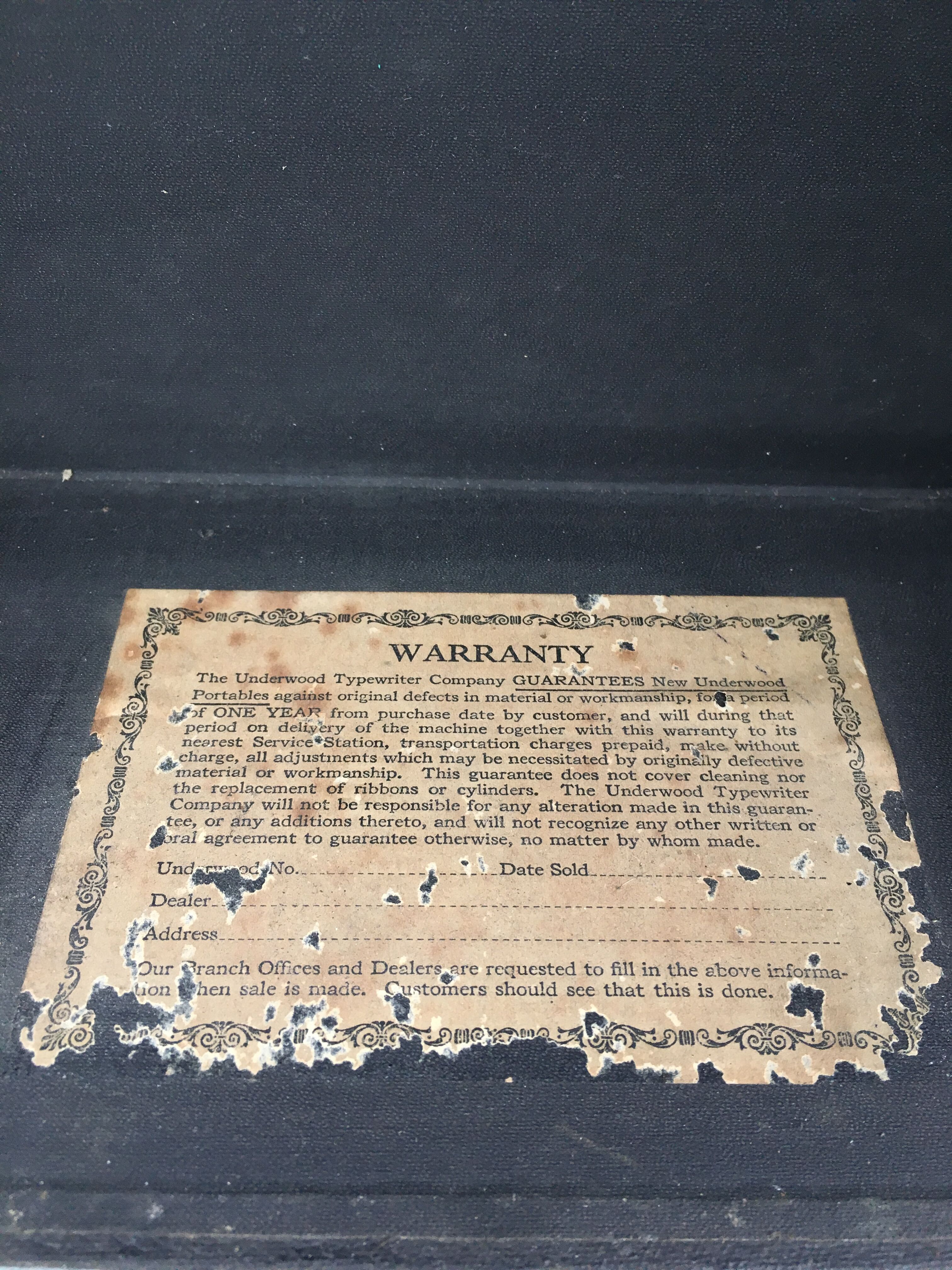 Underwood typewriter "standard portable typewriter"