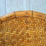 Vintage bamboo and woven wicker coffee table