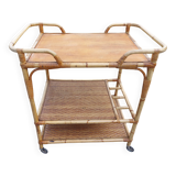 wheeled wicker dessert trolley, console, vintage