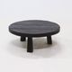 Brutalist Solid Stained Oak Round Tripod Coffee Table 1970s