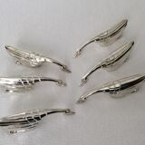 Set of 6 silver metal knife holders in the shape of a swan or goose festive table decoration