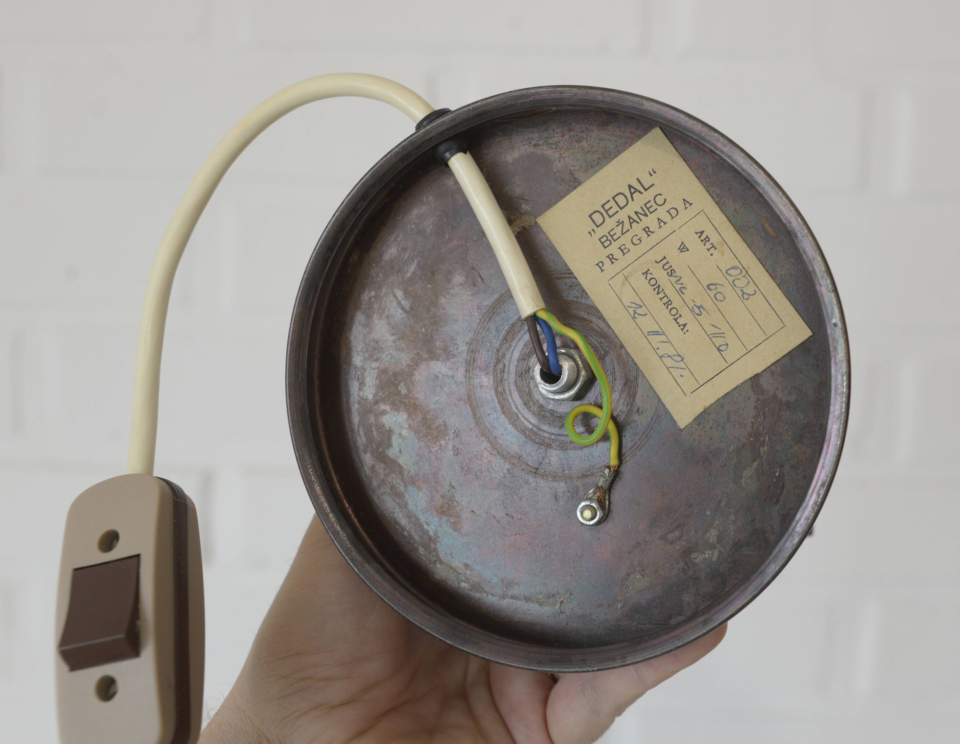 Vintage copper floor lamp brutalist mid century modern mushroom table light