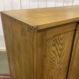 1930s English fir sideboard with sliding doors