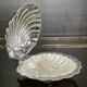 Vintage shell butter dish in glass and stainless steel