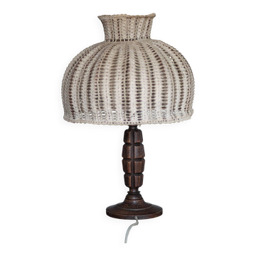 Lampe de chevet, lampe de table, lampe à poser vintage, lampe bois sculpté