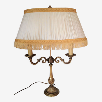 Lampe bouillotte style empire avec abat jour tissu / vintage années 50-60
