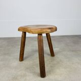 Brutalist tripod stool in solid wood