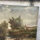 Old painting signed G. Thomas ? Cows at the watering place » (1906)