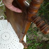 Miroir ancien en bois tourné style bambou H.47cm.