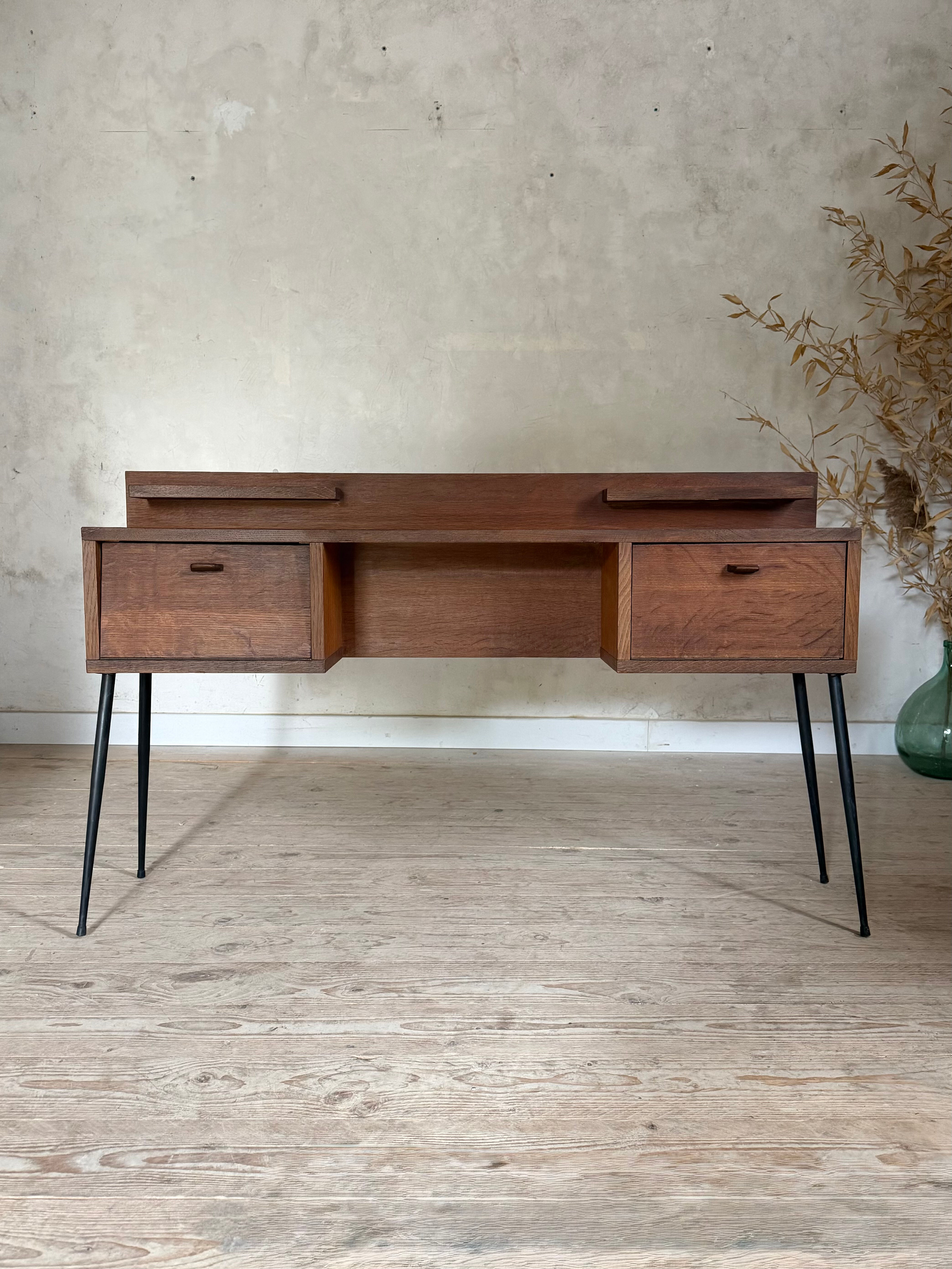 Vintage oak console desk