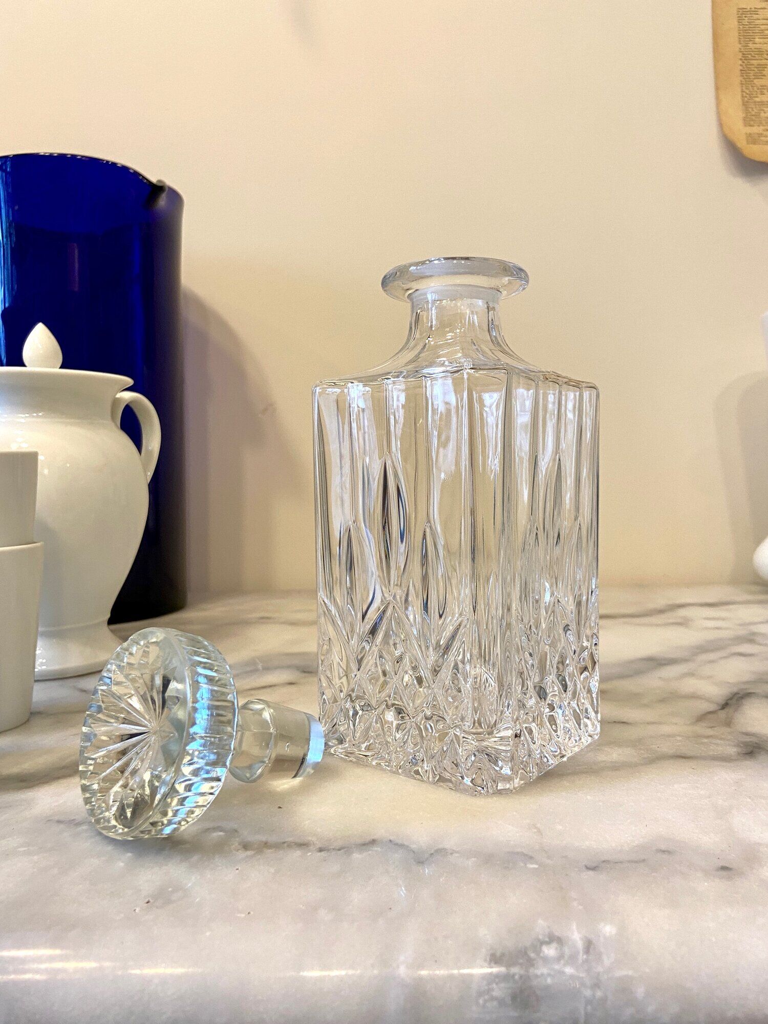 Chiseled glass whiskey decanter