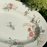 Plat ancien, faïence, service bleuet Keller et Guérin Lunéville, Terre de fer