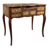 Coiffeuse En Marqueterie Style Louis XV, Table De Toilette À Miroir , XXe