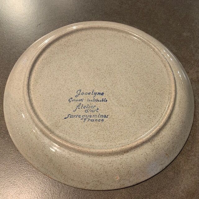 Lot of 6 flat plates in Sarreguemines Jocelyne hand-painted sandstone