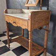 Antique dressing table with marble and solid wood with mirror.