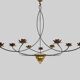 Very large chandelier with 9 metal bulbs and gold leaf cup