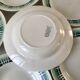 Set of 6 green hollow plates Digoin Sarreguemines 30s