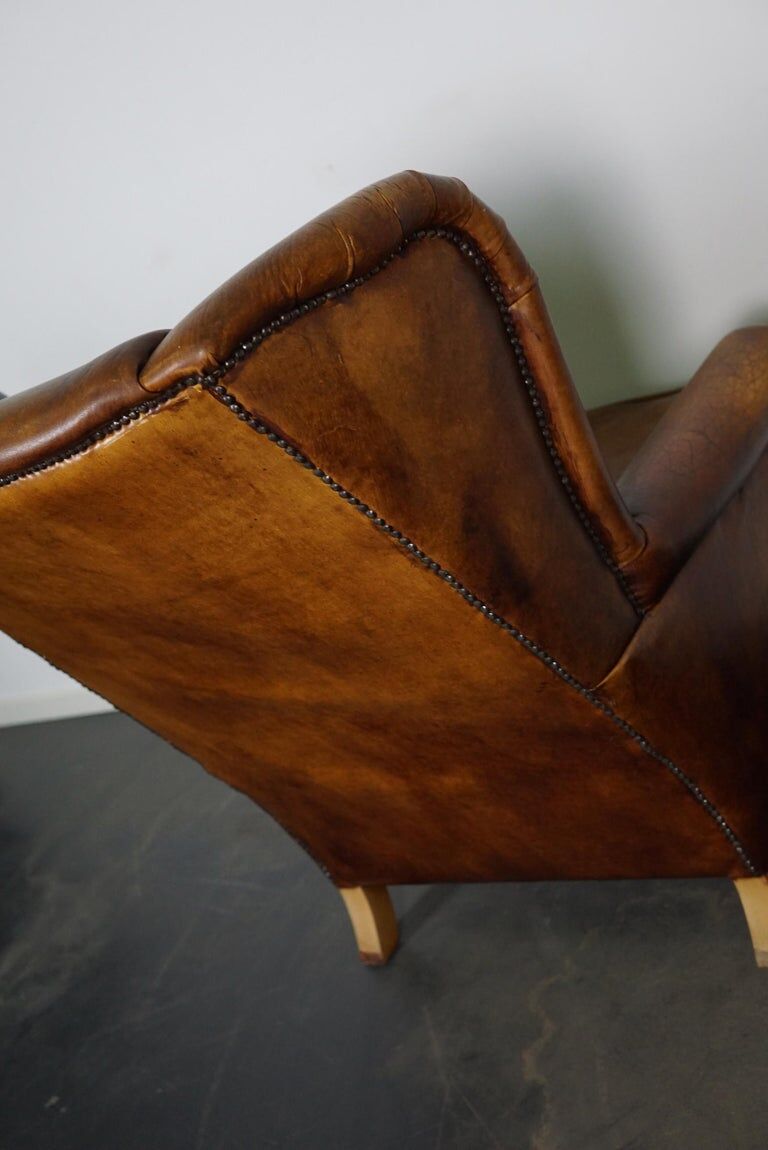 Vintage Dutch leather club armchair