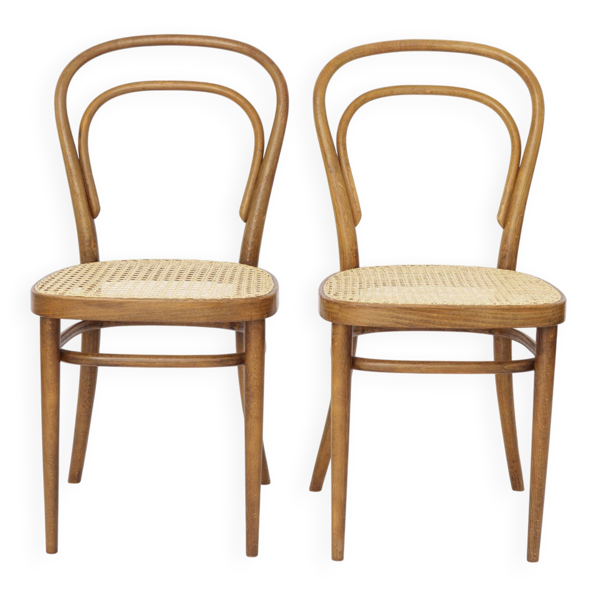 Pair of Vintage Thonet Model 14 Chairs | Radomsko Bentwood Dining Chairs |