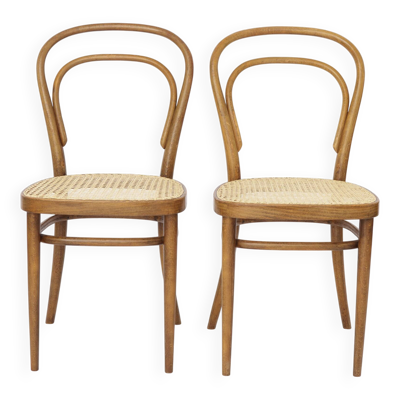 Paire de chaises vintage Thonet modèle 14   Chaises de salle à manger en bois courbé Radomsko