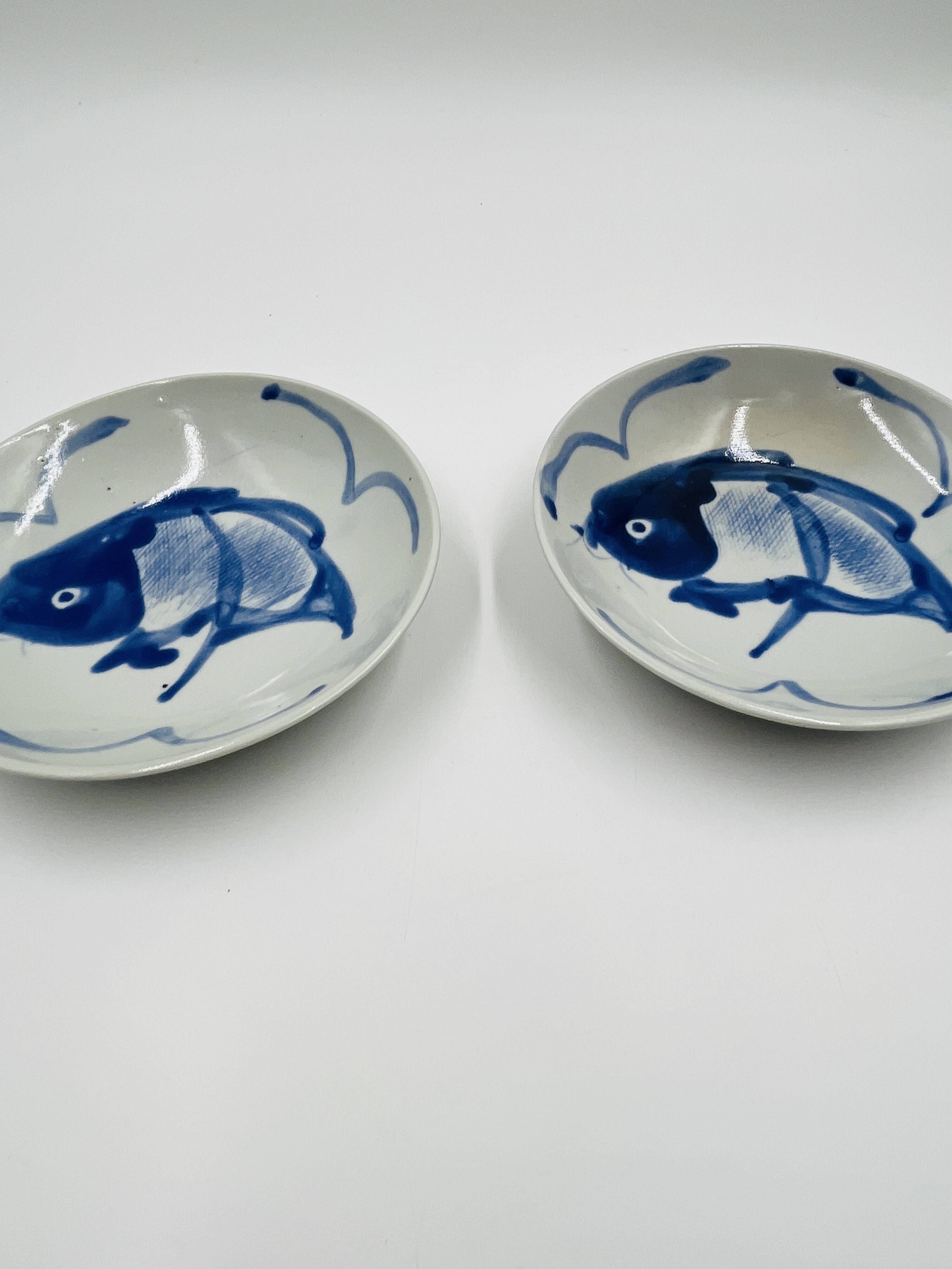 Lot of 2 Vintage Koi Carp Plates