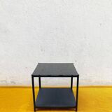 Table basse carré, toute noire, deux plateaux en verre