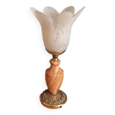 Lampe chevet pied marbre laiton tulipe pâte de verre dp 0123259