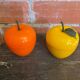 Ice Buckets Apple + Lemon Plastic Orange Yellow 70’s Vintage