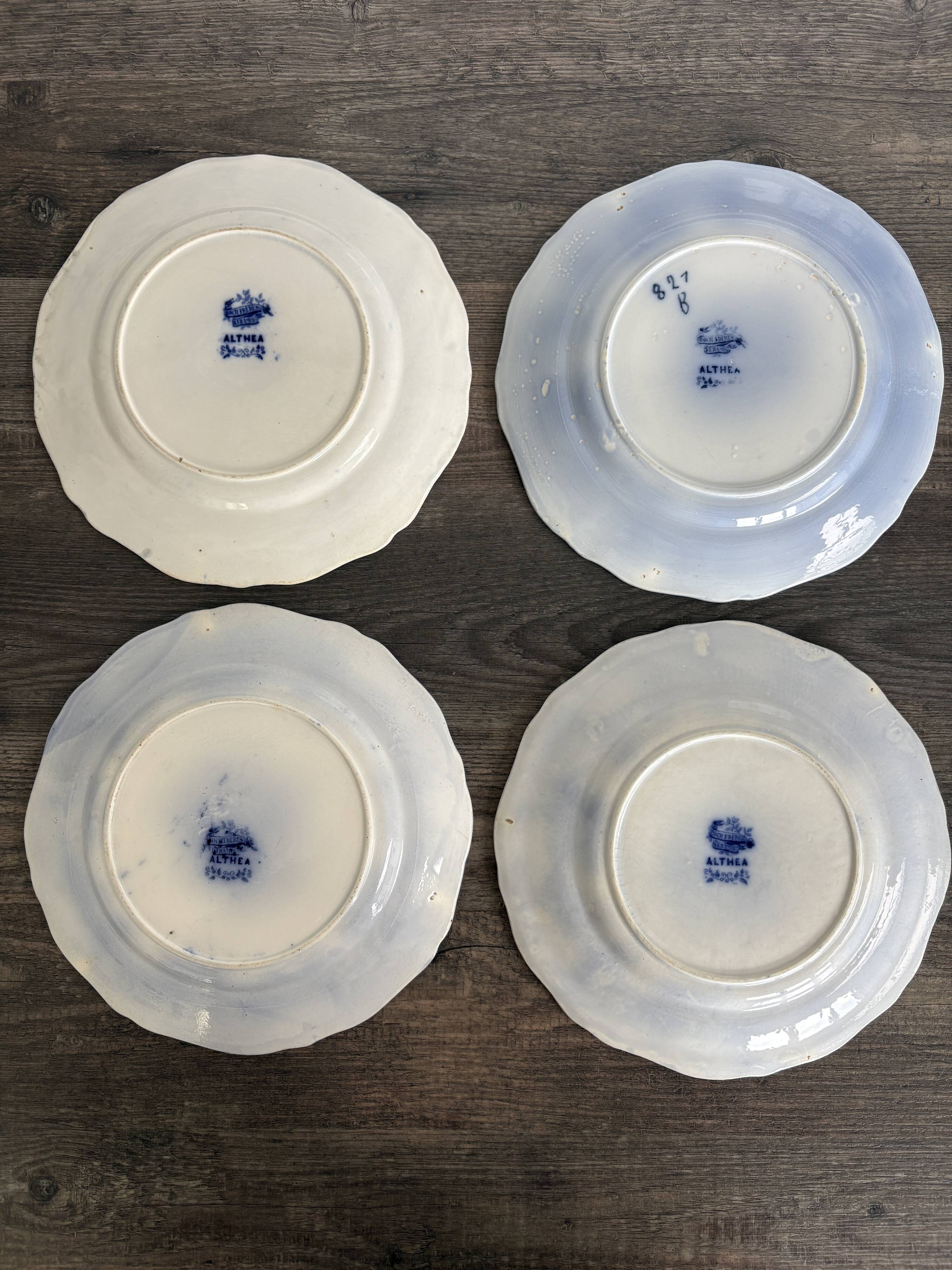 4 assiettes à dessert anciennes Boch Frères Keramis