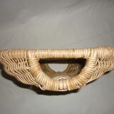 Large flat wicker basket 2 handles